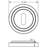 Technical drawing of of Burlington - Standard Keyway Escutcheons Stepped Rose Dark Bronze Sku. BUR-60DB-73DB