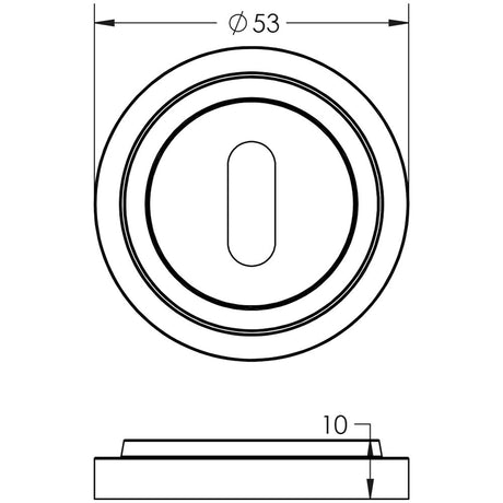 Technical drawing of of Burlington - Standard Keyway Escutcheons Stepped Rose Satin Brass Sku. BUR-60SB-73SB