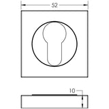 Technical drawing of of Burlington - Euro Profile Escutcheons Square Plain Rose Satin Nickel Sku. BUR-61SN-171SN