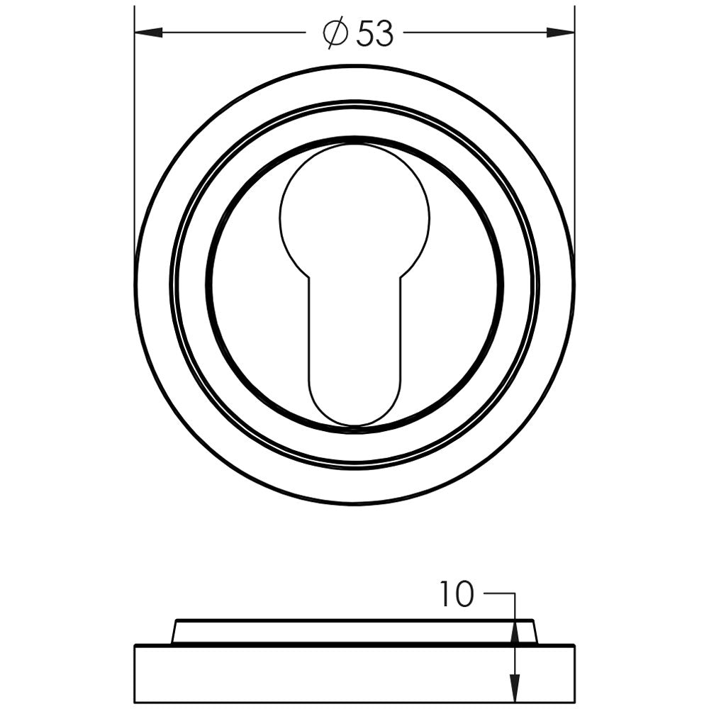 Technical drawing of of Burlington - Euro Profile Escutcheons Stepped Rose Satin Nickel Sku. BUR-61SN-73SN