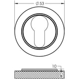 Technical drawing of of Burlington - Euro Profile Escutcheons Knurled Rose Satin Nickel Sku. BUR-61SN-75SN