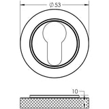 Technical drawing of of Burlington - Euro Profile Escutcheons Knurled Rose Polished Nickel Sku. BUR-61PN-75PN