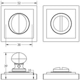 Technical drawing of of Burlington - Turns & Releases Inner 1 Square Stepped Rose Polished Nickel Sku. BUR-80PN-152PN