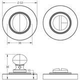 Technical drawing of of Burlington - Turns & Releases Inner 1 Plain Rose Polished Nickel Sku. BUR-80PN-50PN
