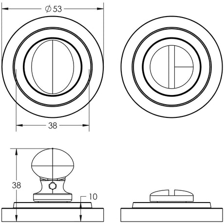 Technical drawing of of Burlington - Turns & Releases Inner 1 Stepped Rose Polished Nickel Sku. BUR-80PN-52PN