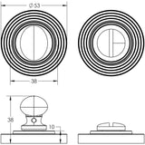 Technical drawing of of Burlington - Turns & Releases Inner 1 Reeded Rose Antique Brass Sku. BUR-80AB-53AB