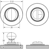 Technical drawing of of Burlington - Turns & Releases Inner 1 Knurled Rose Satin Brass Sku. BUR-80SB-55SB