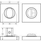 Technical drawing of of Burlington - Turns & Releases Inner 3 Square Plain Rose Black Sku. BUR-81MB-150MB