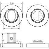 Technical drawing of of Burlington - Turns & Releases Inner 3 Plain Rose Satin Nickel Sku. BUR-81SN-50SN