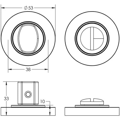 Technical drawing of of Burlington - Turns & Releases Inner 3 Plain Rose Satin Nickel Sku. BUR-81SN-50SN