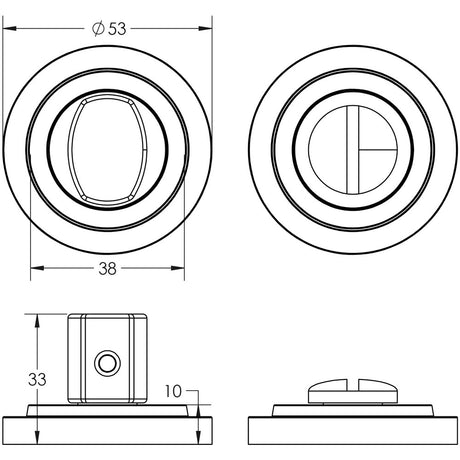 Technical drawing of of Burlington - Turns & Releases Inner 3 Stepped Rose Satin Nickel Sku. BUR-81SN-52SN