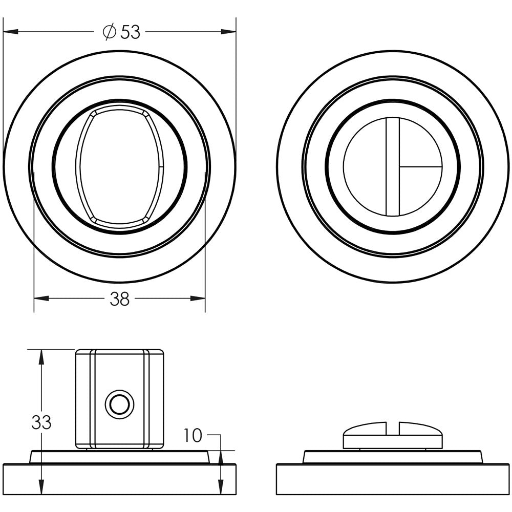 Technical drawing of of Burlington - Turns & Releases Inner 3 Stepped Rose Satin Brass Sku. BUR-81SB-52SB