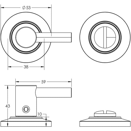 Technical drawing of of Burlington - Easy Turn & Release Chamfered Rose Satin Nickel Sku. BUR-82SN-51SN