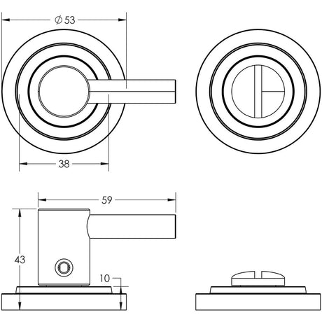 Technical drawing of of Burlington - Easy Turn & Release Stepped Rose Satin Nickel Sku. BUR-82SN-52SN
