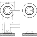 Technical drawing of of Burlington - Easy Turn & Release Knurled Rose Satin Nickel Sku. BUR-82SN-55SN