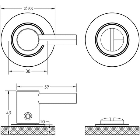 Technical drawing of of Burlington - Easy Turn & Release Knurled Rose Satin Nickel Sku. BUR-82SN-55SN