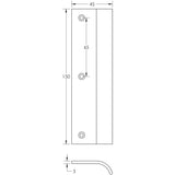 Technical drawing of of Burlington - 150mm Satin Brass Curved Edge Pull Sku. BUR921SB