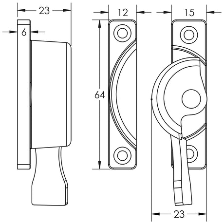 Technical drawing of of Burlington - Fitch Fastener Polished Nickel Sku. BUR92PN