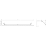 Technical drawing of of Burlington - 180mm Antique Brass Arched Edge Pull Sku. BUR942AB