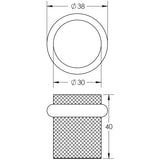 Technical drawing of of Burlington - Knurled Floor Mounted Doorstops 40mm Dia Antique Brass Sku. BUR964AB