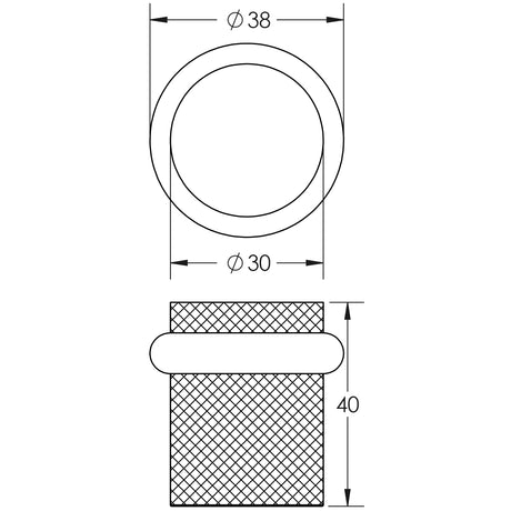 Technical drawing of of Burlington - Knurled Floor Mounted Doorstops 40mm Dia Antique Brass Sku. BUR964AB