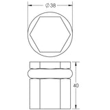 Technical drawing of of Burlington - Hexagonal Floor Mounted Doorstops Satin Brass Sku. BUR965SB