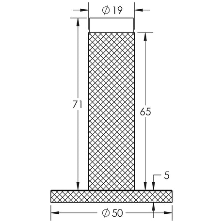 Technical drawing of of Burlington - Knurled Wall Mounted Doorstops Knurled Rose Satin Brass Sku. BUR-968SB-969SB