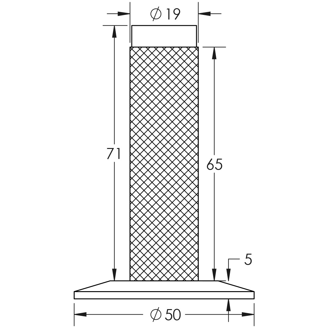 Technical drawing of of Burlington - Knurled Wall Mounted Doorstops Chamfered Rose Polished Nickel Sku. BUR-968PN-972PN