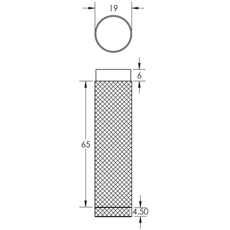 Technical drawing of of Burlington - Knurled Wall Mounted Doorstops No Rose Dark Bronze Sku. BUR968DB