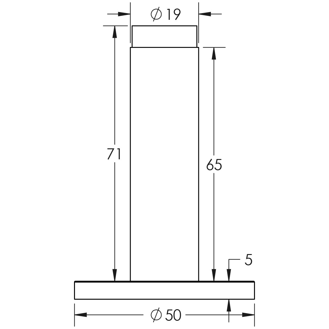 Technical drawing of of Burlington - Plain Wall Mounted Door Stops Reeded Rose Antique Brass Sku. BUR-970AB-974AB