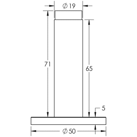 Technical drawing of of Burlington - Plain Wall Mounted Door Stops Reeded Rose Antique Brass Sku. BUR-970AB-974AB