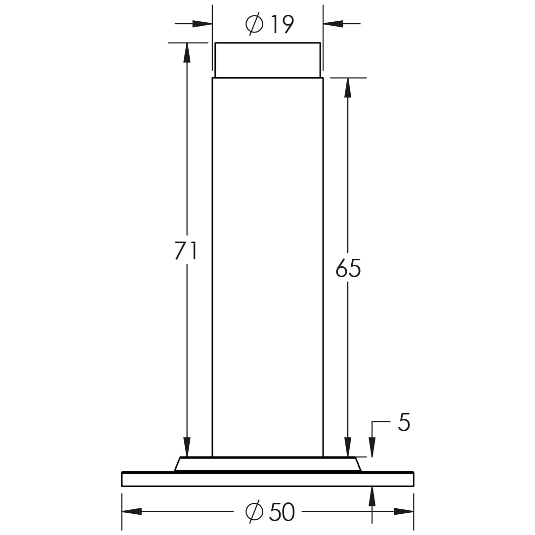 Technical drawing of of Burlington - Plain Wall Mounted Door Stops Stepped Rose Polished Nickel Sku. BUR-970PN-973PN