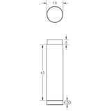 Technical drawing of of Burlington - Plain Wall Mounted Door Stops No Rose Black Sku. BUR970MB