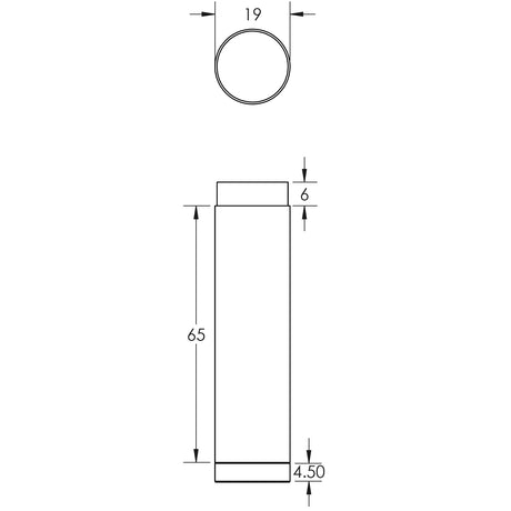 Technical drawing of of Burlington - Plain Wall Mounted Door Stops Plain Rose Black Sku. BUR-970MB-971MB