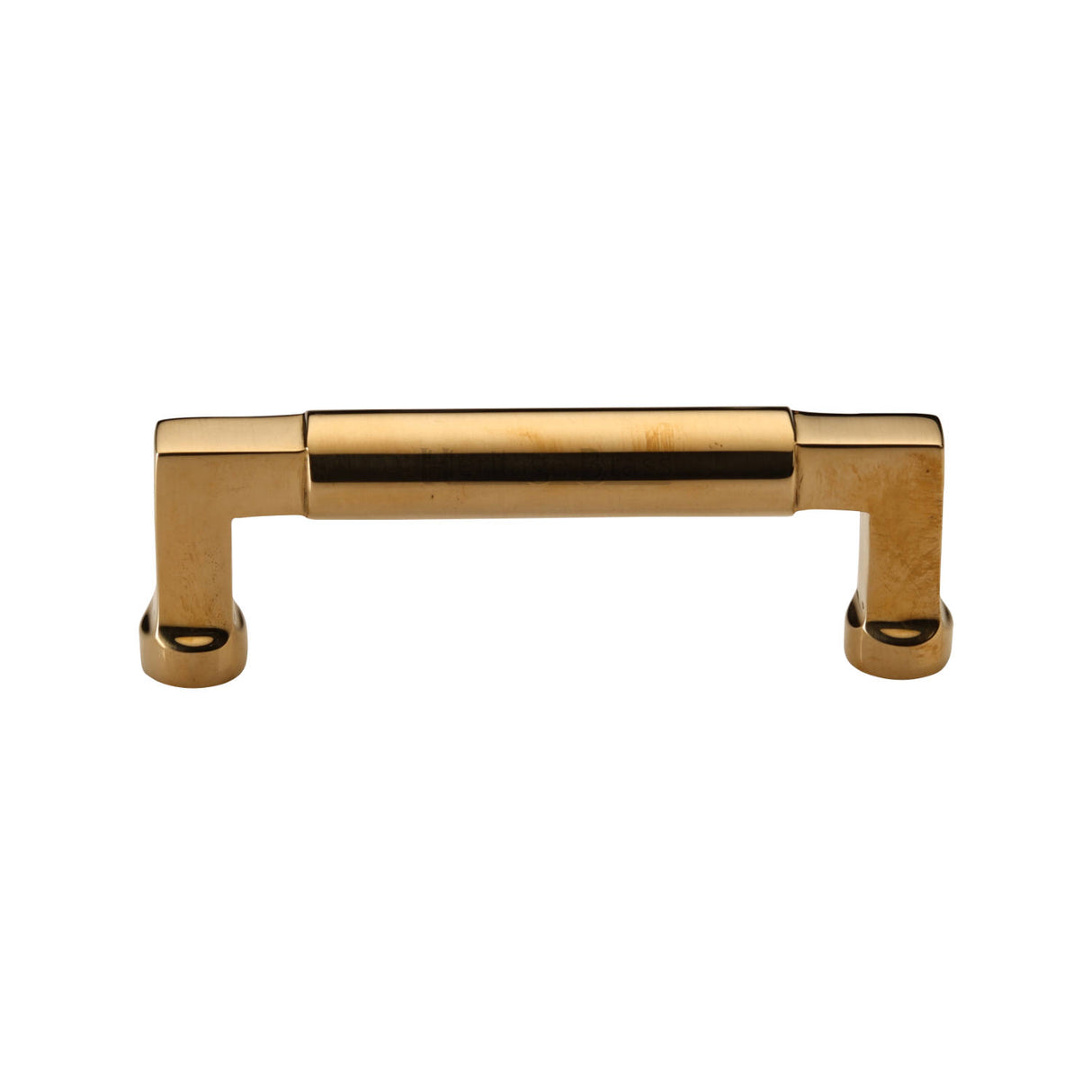 High quality image of Heritage Brass Cabinet Pull Bauhaus Design 101mm CTC Unlacquered Brass Finish | Sku. C0312 128-ULB | available from Trade Door Handles.