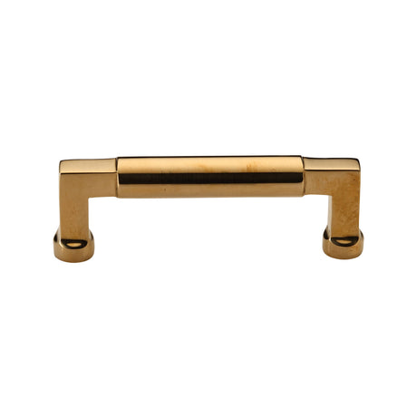 High quality image of Heritage Brass Cabinet Pull Bauhaus Design 101mm CTC Unlacquered Brass Finish | Sku. C0312 128-ULB | available from Trade Door Handles.