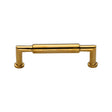High quality image of Heritage Brass Cabinet Pull Bauhaus Round Design 101mm CTC Unlacquered Brass Finish | Sku. C0319 152-ULB | available from Trade Door Handles.