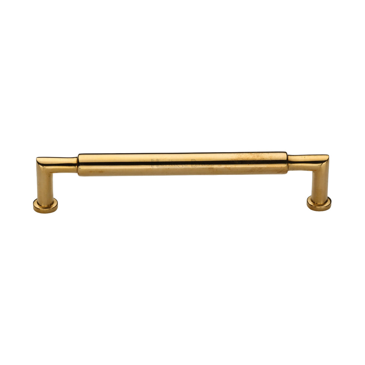 High quality image of Heritage Brass Cabinet Pull Bauhaus Round Design 152mm CTC Unlacquered Brass Finish | Sku. C0319 203-ULB | available from Trade Door Handles.