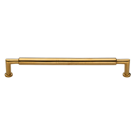 High quality image of Heritage Brass Cabinet Pull Bauhaus Round Design 203mm CTC Unlacquered Brass Finish | Sku. C0319 254-ULB | available from Trade Door Handles.
