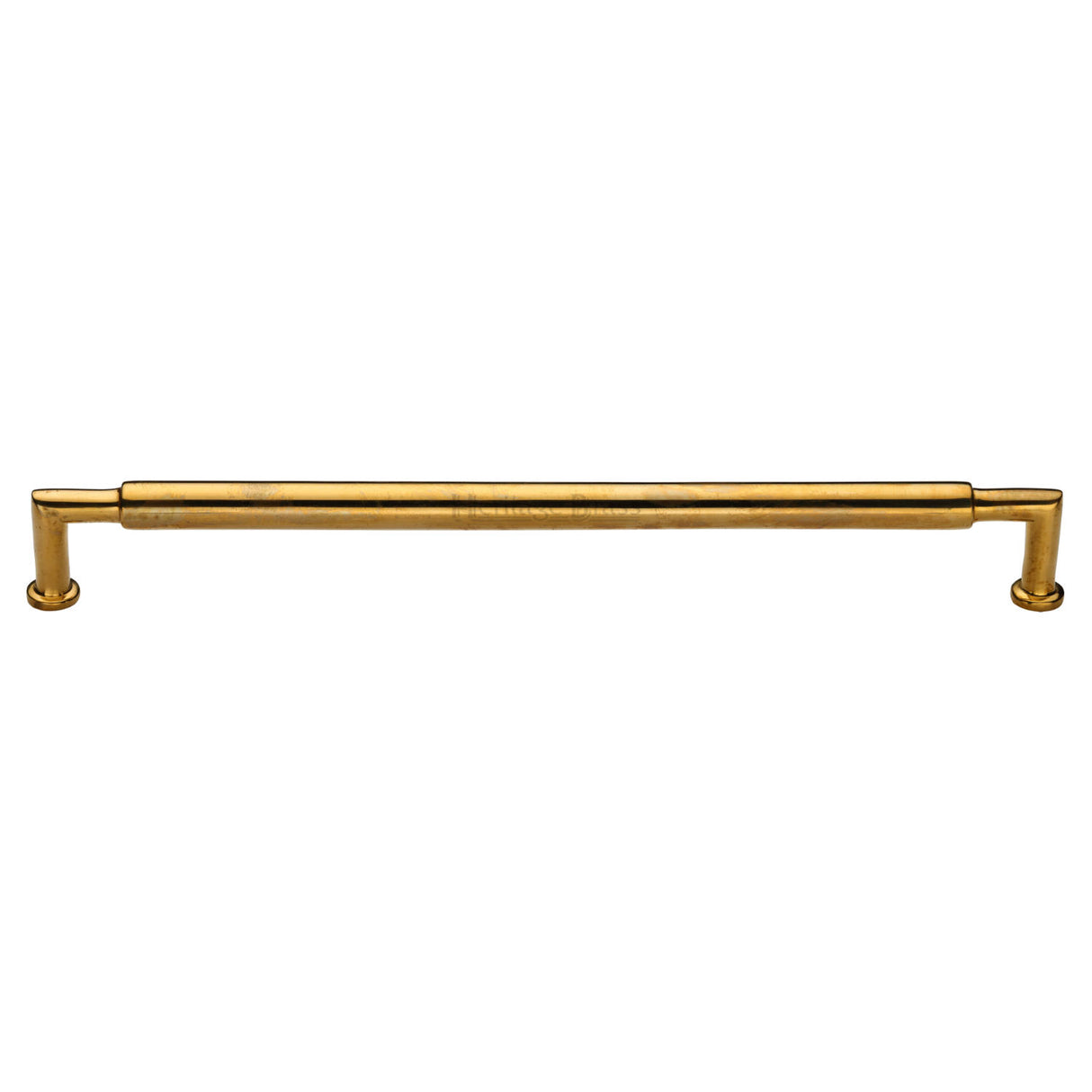 High quality image of Heritage Brass Cabinet Pull Bauhaus Round Design 254mm CTC Unlacquered Brass Finish | Sku. C0337 128-ULB | available from Trade Door Handles.