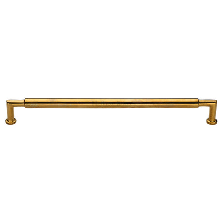 High quality image of Heritage Brass Cabinet Pull Bauhaus Round Design 254mm CTC Unlacquered Brass Finish | Sku. C0337 128-ULB | available from Trade Door Handles.