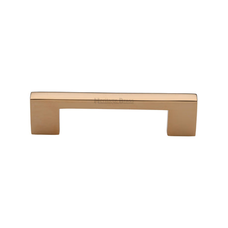 High quality image of Heritage Brass Cabinet Pull Metro Design 96mm CTC Unlacquered Brass Finish | Sku. C0345 128-ULB | available from Trade Door Handles.