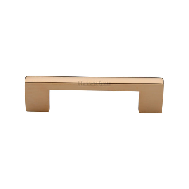 High quality image of Heritage Brass Cabinet Pull Metro Design 96mm CTC Unlacquered Brass Finish | Sku. C0345 128-ULB | available from Trade Door Handles.