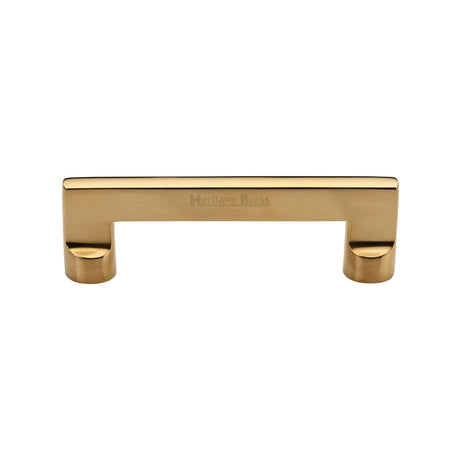 High quality image of Heritage Brass Cabinet Pull Apollo Design 96mm CTC Unlacquered Brass Finish | Sku. C0376 152-ULB | available from Trade Door Handles.
