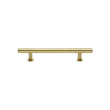 High quality image of the Heritage Brass Cabinet Pull T-Bar Design with 16mm Rose 101mm CTC Polished Brass Finish | Sku. c0362-101-pb | Discounted prices available from Trade Door Handles