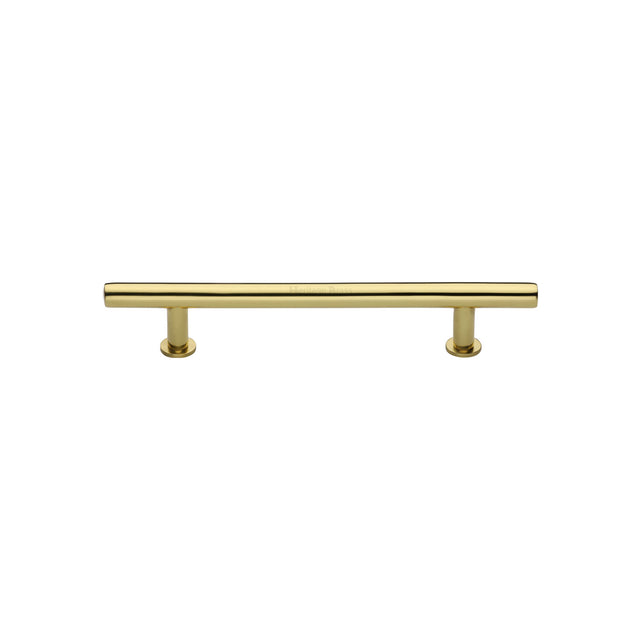 High quality image of the Heritage Brass Cabinet Pull T-Bar Design with 16mm Rose 101mm CTC Polished Brass Finish | Sku. c0362-101-pb | Discounted prices available from Trade Door Handles