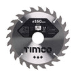 This is an image of Timco - Circular Saw Blade - Combination - Medium 160 x 30 x 24T (1 Each Clamshell) C1603024