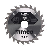 This is an image of Timco - Circular Saw Blade - Combination - Medium 160 x 30 x 24T (1 Each Clamshell) C1603024