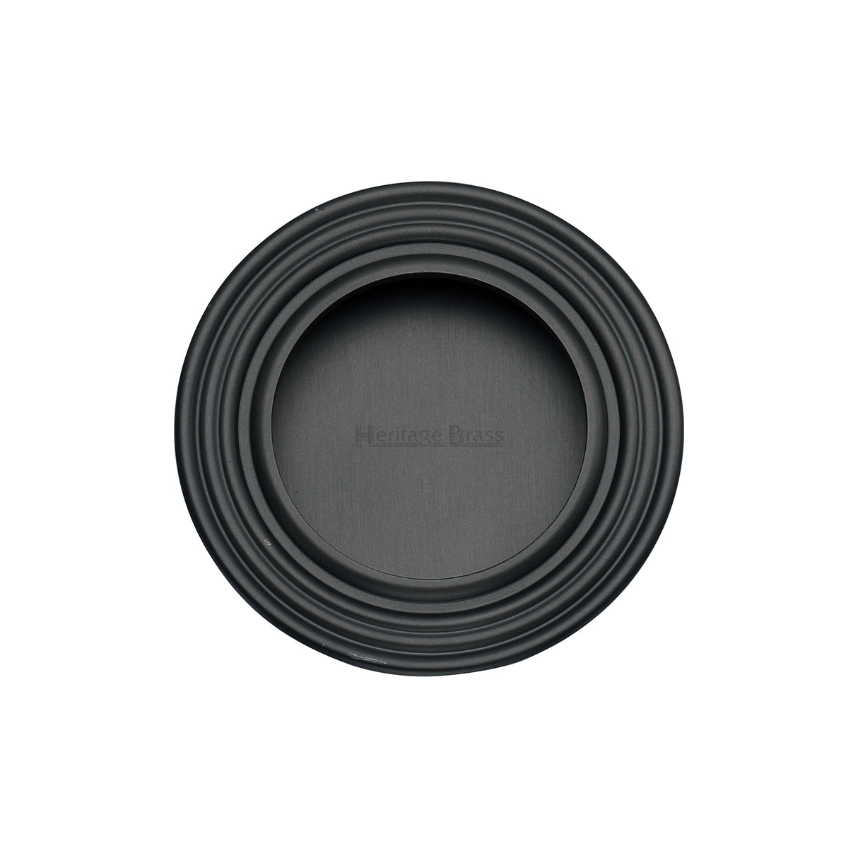 High quality image of the Heritage Brass Round Reeded Flush Pull Matt Black Finish
UK Design Registration Number 6202497
 | Sku. c1837-bkmt | Discounted prices available from Trade Door Handles