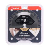 This is an image of Timco - Circular Saw Blade - General Purpose - Coarse/Medium 184 x 16 x 24T (1 Each Clamshell) C1841624